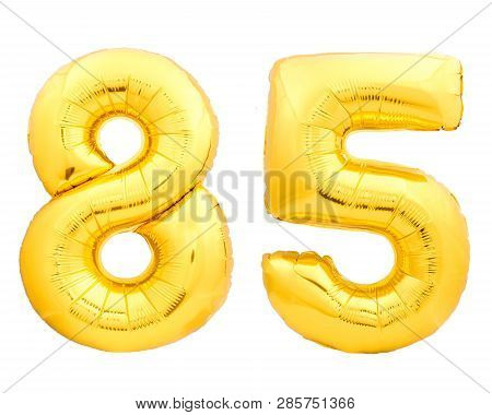 Golden Number 85 Eighty Five Made Of Inflatable Balloon