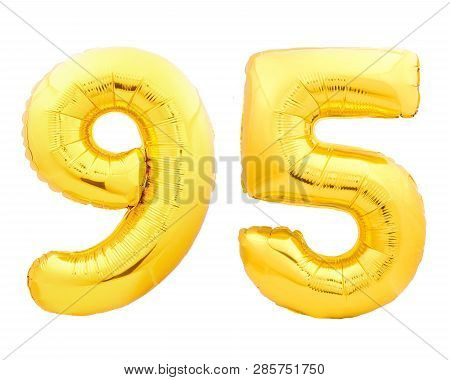 Golden Number 95 Ninety Five Made Of Inflatable Balloon