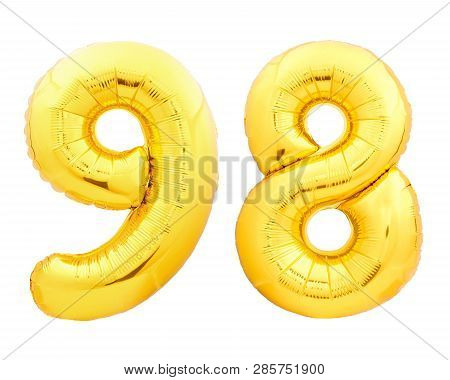 Golden Number 98 Ninety Eight Made Of Inflatable Balloon