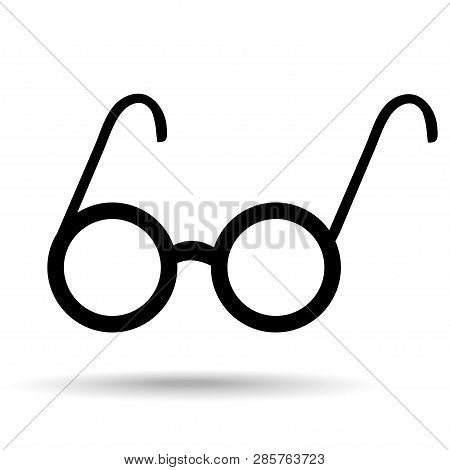 Old Glasses With Shadow On White Background