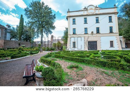 Sutri, Italy. August 17, 2017: Villa Savorelli. Early Eighteenth Century Owned By The Municipality O