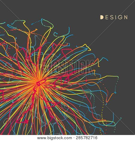 Abstract Science Or Technology Background. Array With Dynamic Particles. Vector Illustration.