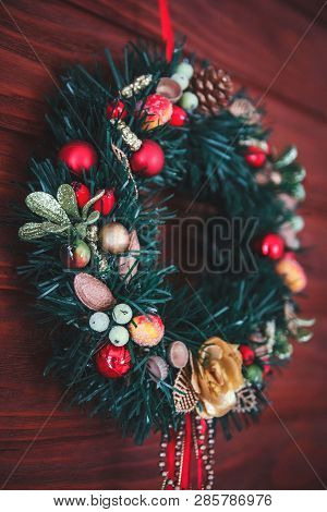Christmas Border From Christmas Wreath Useful As Christmas Decoration