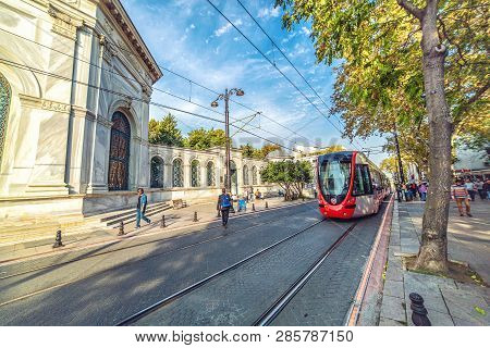 Historical Street In A Center Of Istanbul With Mausoleum Of Sultan Mahmut Ii
