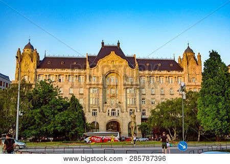 Budapest/hungary- May 6, 2018: View Of Beautiful Four Seasons Hotel Gresham Palace Budapest Building