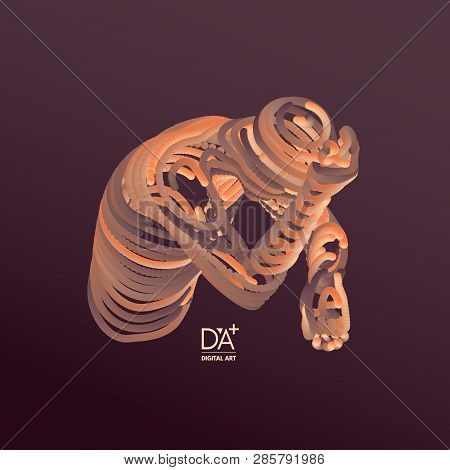 Man In A Thinker Pose. Miserable Depressed Men Sitting And Thinking. 3d Model Of Man. Psychology Or 