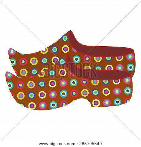 Netherlands. Vector Illustration Of Traditional Wooden Shoes . Isolated On White Background.