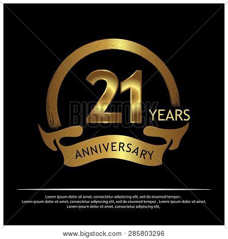 Twenty Oneyears Anniversary Golden. Anniversary Template Design For Web, Game ,creative Poster, Book