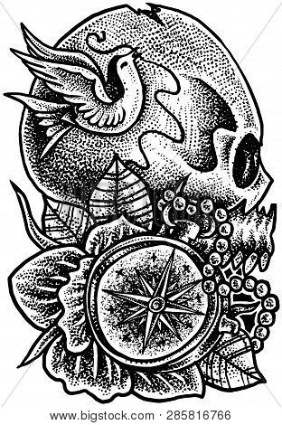 Time Of Death Skull head art illustration