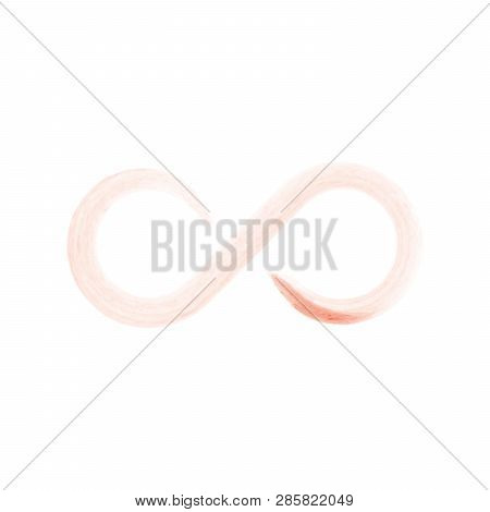 Pink Infinity Symbol Icon. Hand Drawn Watercolor Vectori Illustration