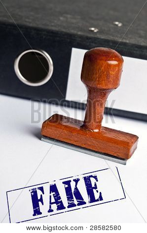 Fake stamp on white paper