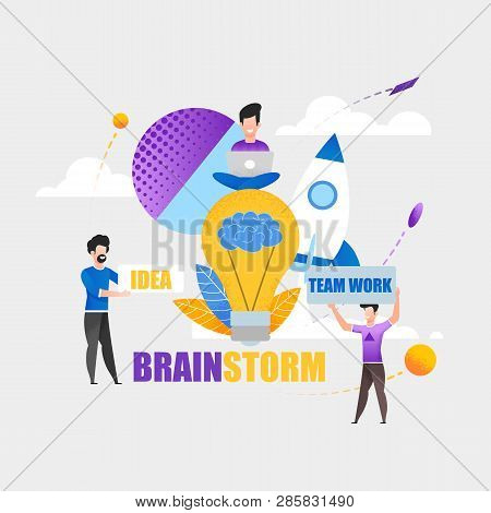 Brainstorming Team Work Idea On Many Hard Projects. Developing Options And Research Material. Genera