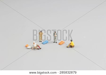 Mini Ature Backpacker , Tourist People Isolated On  Background