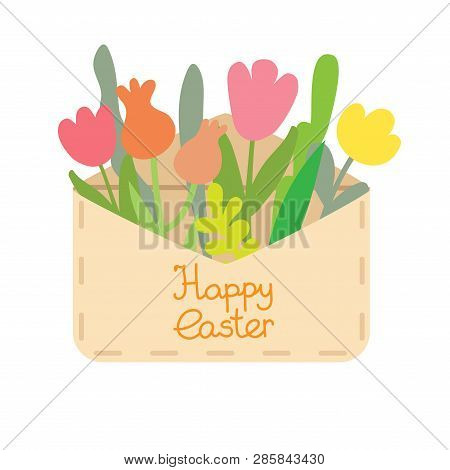 Paper Mail Envelope With A Easter Egg, Vector