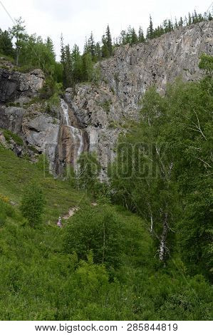 Waterfall Cherlak The Chuya River In The Altai Mountains, Siberia, Russia