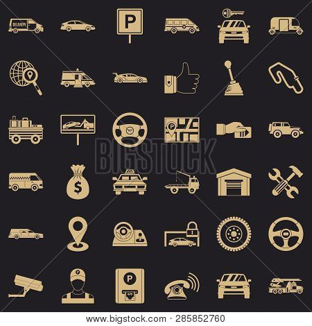 Venicle Icons Set. Simple Style Of 36 Venicle Vector Icons For Web For Any Design