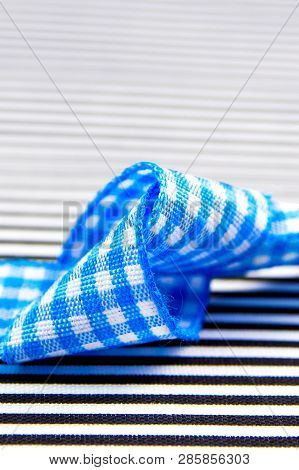 Birthday Gift Black And White Textured Card Background With Blue Bow In The Middle Of Decoration And