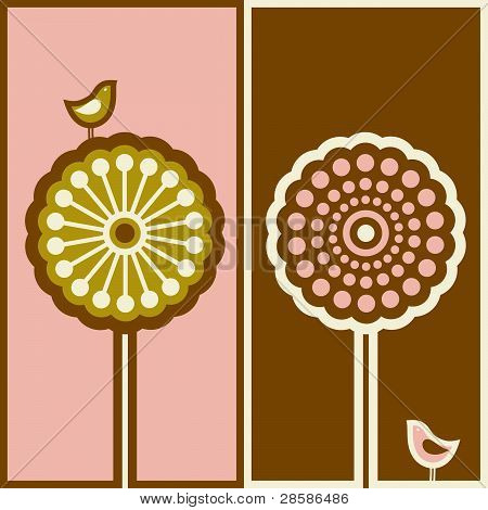 Oiseau et arbre Arabesque. Illustration vectorielle.
