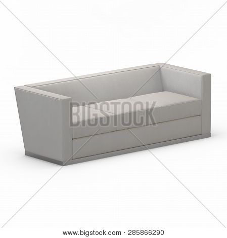 Three-seater Soft White Sofa On A White Background 3d Rendering