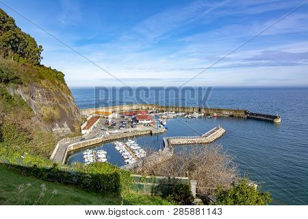Lastres, Asturias, Spain; January 2016: View Of The Boats In A Port In Lastres Asturias, Spain