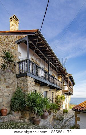 Lastres, Asturias, Spain: January 2016: Streets And Buildings Of The Medieval Village Of Lastres In 