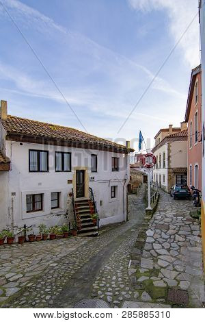 Lastres, Asturias, Spain: January 2016: Streets And Buildings Of The Medieval Village Of Lastres In 