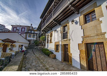 Lastres, Asturias, Spain: January 2016: Streets And Buildings Of The Medieval Village Of Lastres In 