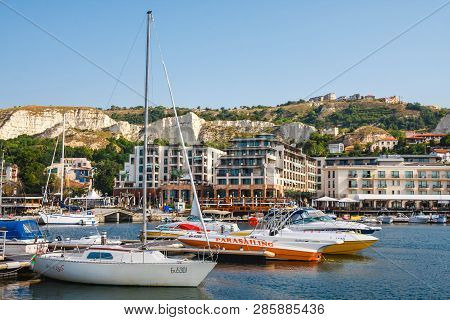 Balchik, Bulgaria, July 08, 2013: Yachts And  Boats Are Moored In Marina Of Balchik City In Black Se