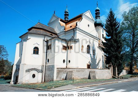 Church Of Saint Martin, Buchlovice, Czech Republic. Teal And Orange Photo Filter.