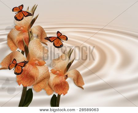 Schmetterlinge und Lilien