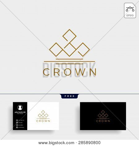 Crown Elegant Line Logo Template Vector Illustration Icon Element