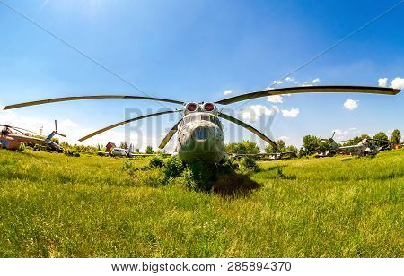 Samara, Russia - May 26, 2015: Soviet Heavy Transport Helicopter Mi-6 At An Abandoned Aerodrome. The