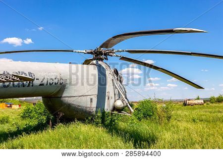 Samara, Russia - May 26, 2015: Soviet Heavy Transport Helicopter Mi-6 At An Abandoned Aerodrome. The