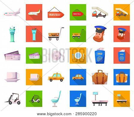 Vector Illustration Of Airport And Airplane Symbol. Set Of Airport And Plane Stock Symbol For Web.