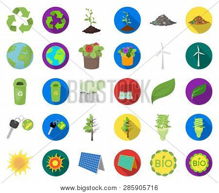 Bio And Ecology Cartoon, Flat Icons In Set Collection For Design. An Ecologically Pure Product Vecto