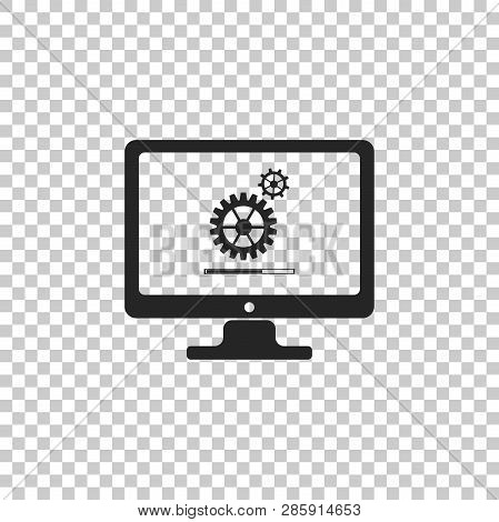 Monitor Update Process With Gearbox Progress And Loading Bar Icon Isolated On Transparent Background