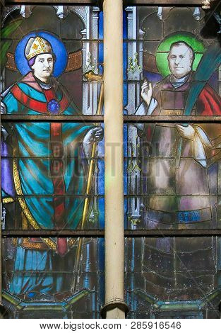 Paris, France - February 10, 2019: Stained Glass In The Church Of Saint Severin, Latin Quarter, Pari