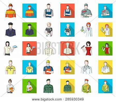 People Of Different Professions Cartoon, Flat Icons In Set Collection For Design. Worker And Special