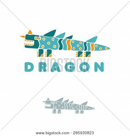 Dragon, Crocodile Or Monitor Lizard. Color Bright Logo, Vector Illustration Eps 10