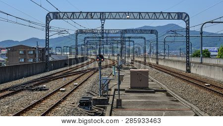 Rail Tracks At Jr Station In Utsunomiya, Japan