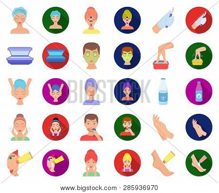 Skin Care Cartoon, Flat Icons In Set Collection For Design. Face And Body Vector Symbol Stock Web Il