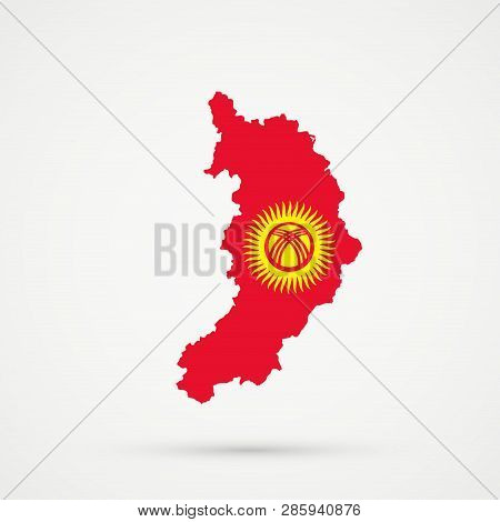 Republic Of Khakassia Map In Kyrgyzstan Flag Colors, Editable Vector.