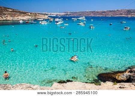 Comino, Malta - July 16: Holidays At  Blue Lagoon At Island Comino - Malta On July 16, 2015 In Comin