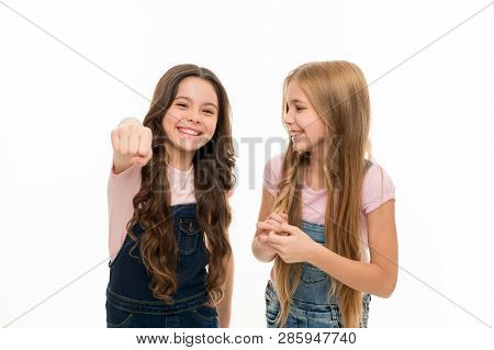 Making Hair A Gorgeous Style To Wear. Cute Little Girls Wearing New Hairstyle. Natural Hair Styling 
