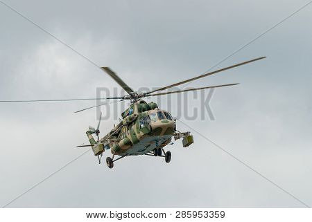 Tyumen, Russia - August 4, 2017: International Army Games. Engineering Formula Contest. Military Hel
