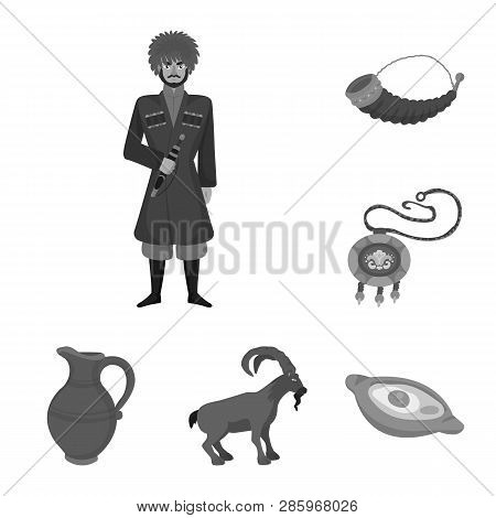 Vector Illustration Of Attributes And Tourism Logo. Collection Of Attributes And National Stock Symb