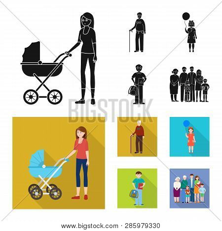 Vector Design Of Character And Avatar  Logo. Set Of Character And Portrait Vector Icon For Stock.