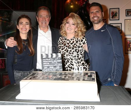 LOS ANGELES - FEB 20:  Amelia Heinle, Eric Braeden, Melody Thomas Scott, Joshua Morrow at the Melody Thomas Scott Celebrates 40 Years on Y&R Event at CBS on February 20, 2019 in Los Angeles, CA