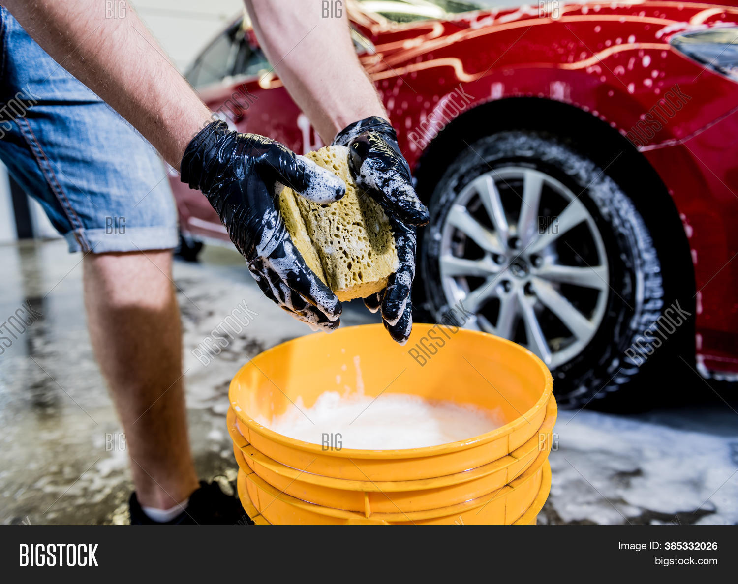 Worker Washing Red Car Image & Photo (Free Trial) Bigstock