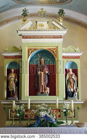 DONJA ZELINA, CROATIA - JUNE 26, 2013: Altar of Saint Anthony the Hermit in the Parish Church of Saint Nicholas in Donja Zelina, Croatia